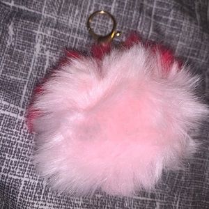 Pink fur two tone key chain